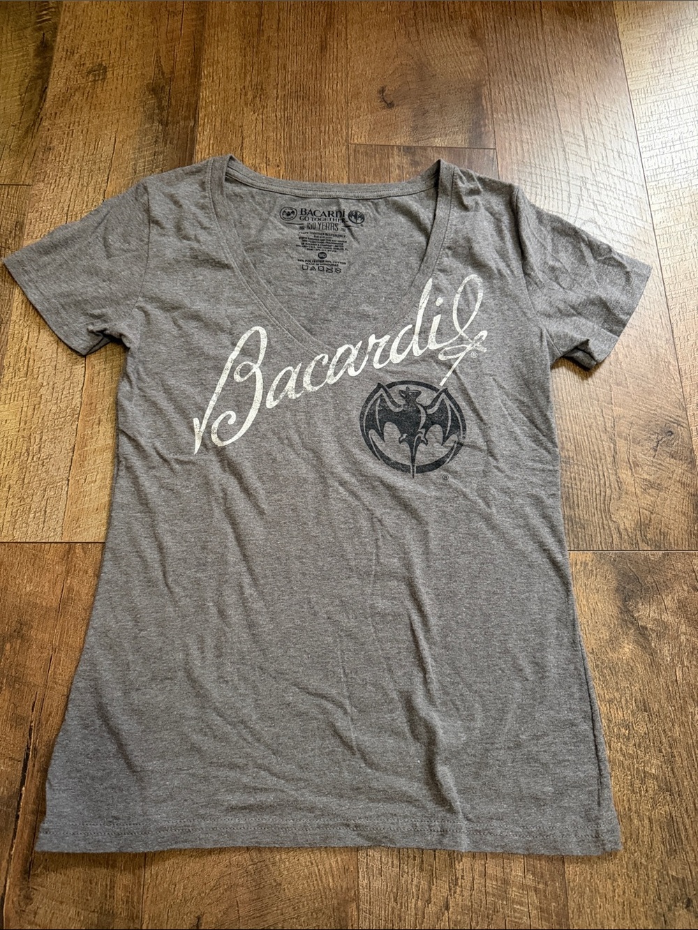 Bacardi Women's Short Sleeve V-Neck Tee in Heather Gray